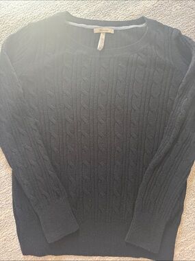 Old Navy Maternity Black Cable-Knit Crewneck Sweater